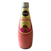 A bottle of Aani - Rose Flavoured Faluda Drink with Basil Seed - 290ml on a white background.